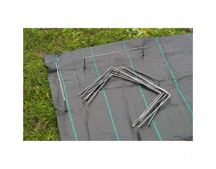 Nature Фиксиращи скоби за мрежа срещу плевели, 20 бр, 25x20 см, метал