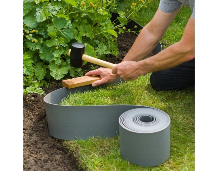 Nature Градинска бордюрна лента, 0,15x10 м, сива