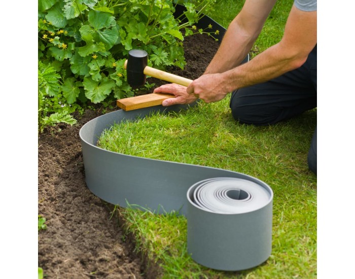 Nature Градинска бордюрна лента, 0,15x10 м, сива