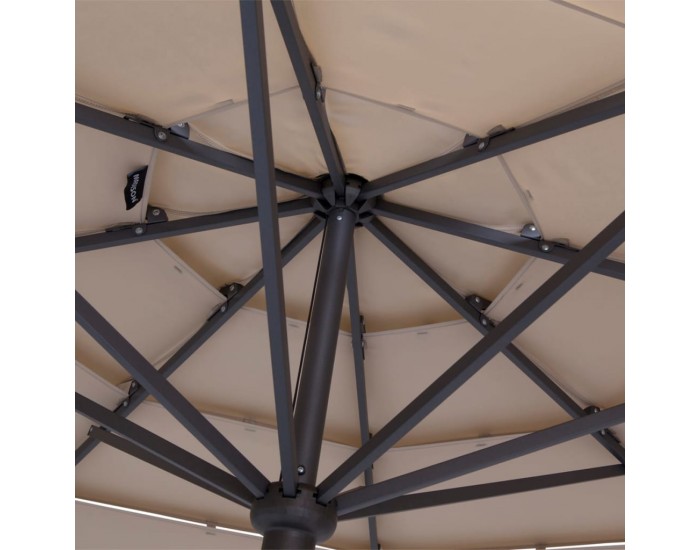 Madison Градински чадър Syros 350 см отворена структура таупе кръгъл