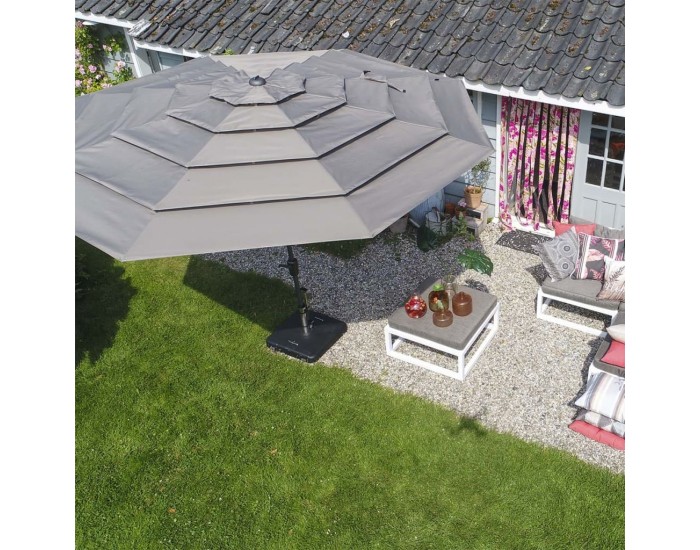 Madison Градински чадър Syros 350 см отворена структура таупе кръгъл