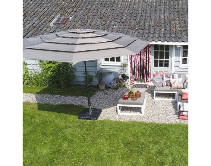 Madison Градински чадър Syros 350 см отворена структура таупе кръгъл