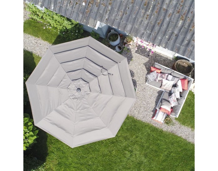 Madison Градински чадър Syros 350 см отворена структура таупе кръгъл