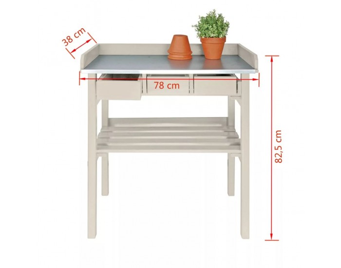 Esschert Design Градинска работна маса, бяла, CF29W