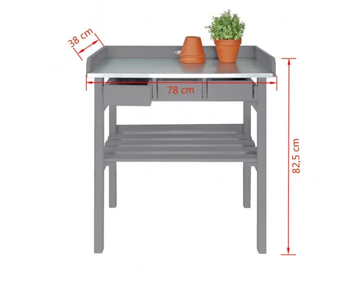 Esschert Design Градинска работна маса, сива, CF29G
