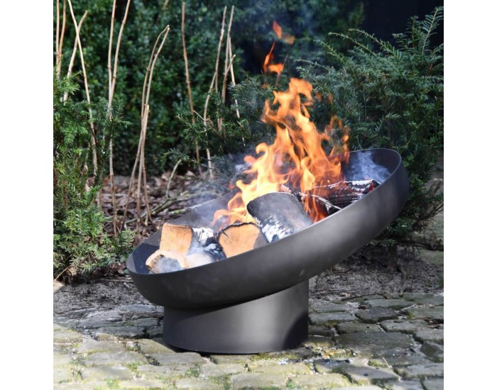 Esschert Design Купа за огън, наклонена, черна, стомана, FF402