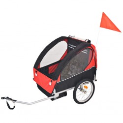 Sonata Детско ремарке за велосипед, червено и черно, 30 кг - Детски превозни средства