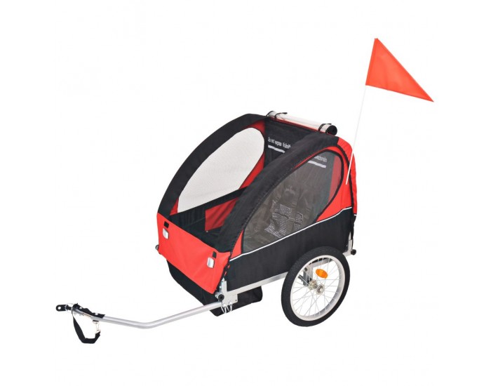 Sonata Детско ремарке за велосипед, червено и черно, 30 кг