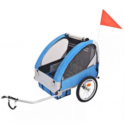Sonata Детско ремарке за велосипед, сиво и синьо, 30 кг - Детски превозни средства