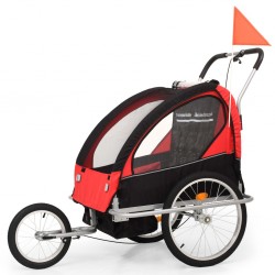 Sonata 2-в-1 Детско спортно ремарке за велосипеди, черно и червено - Детски превозни средства