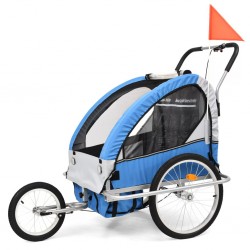 Sonata 2-в-1 Детско ремарке за велосипеди/количка, синьо и сиво - Сравняване на продукти