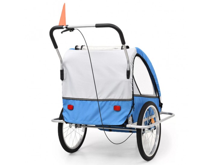 Sonata 2-в-1 Детско ремарке за велосипеди/количка, синьо и сиво