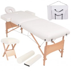 Sonata Сгъваема масажна кушетка с 2 зони, столче, 10 см пълнеж, бяла - Оборудване за Масажно и Козметично студио