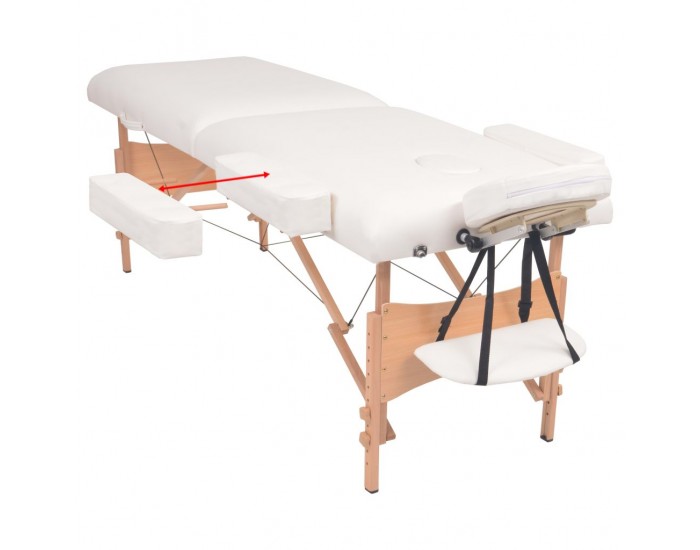 Sonata Сгъваема масажна кушетка с 2 зони, столче, 10 см пълнеж, бяла