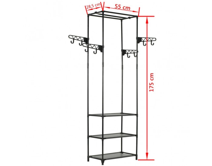 Sonata Стойка за дрехи, метал и нетъкан текстил, 55x28,5x175 см, черна