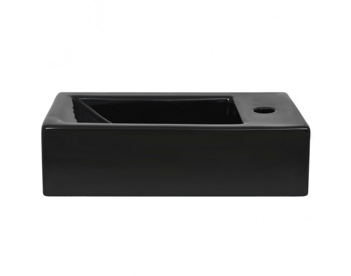Sonata Правоъгълна мивка с отвор за смесител, черна, 46x25,5x12 см