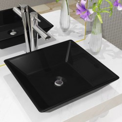 Sonata Керамична мивка, квадратна, черна, 41,5x41,5х12 см - Баня