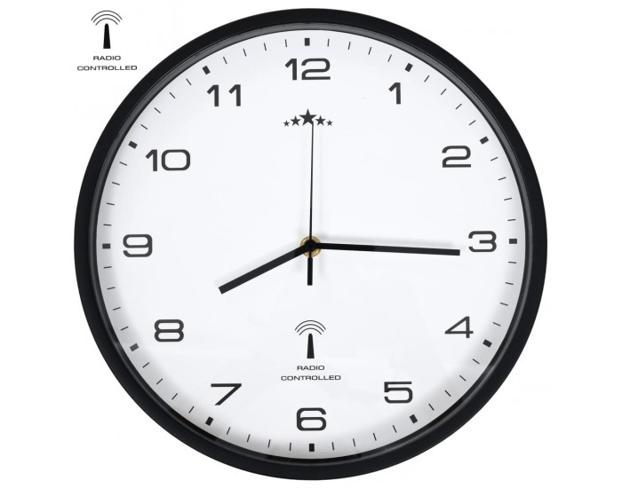 Sonata Радиоуправляем стенен часовник, кварцов, 31 см, бяло и черно