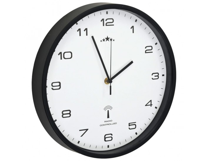 Sonata Радиоуправляем стенен часовник, кварцов, 31 см, бяло и черно