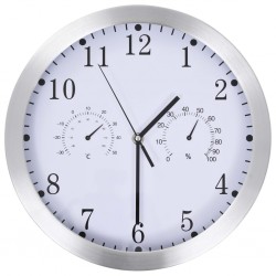 Sonata Стенен часовник с кварц, хигрометър и термометър, 30 см, бял - Сувенири, Подаръци, Свещи