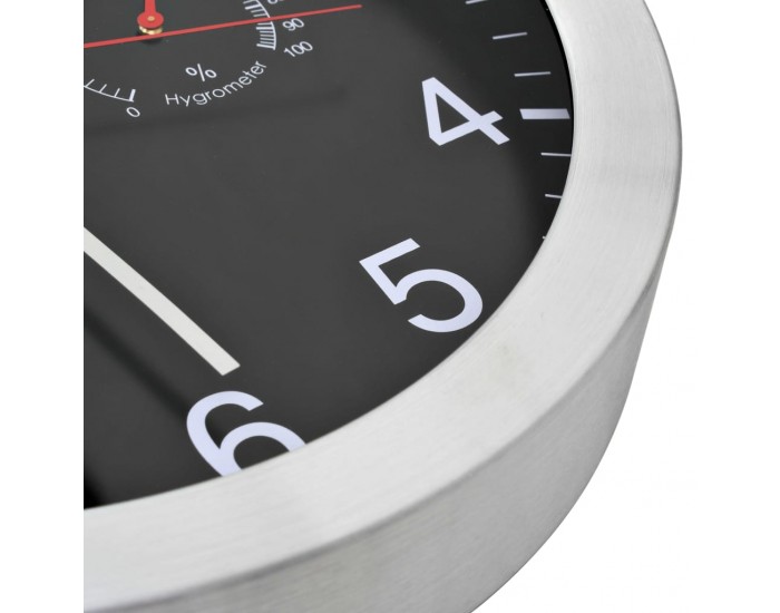 Sonata Стенен часовник с кварц, хигрометър и термометър, 30 см, черен