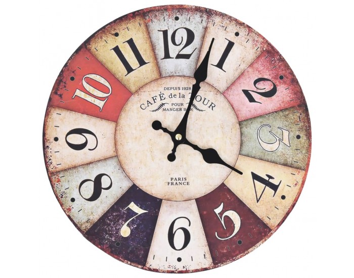 Sonata Винтидж стенен часовник, цветен, 30 см