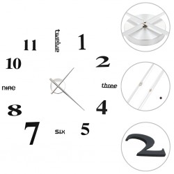Sonata 3D стенен часовник, модерен дизайн, 100 см, XXL, черен - Декорации