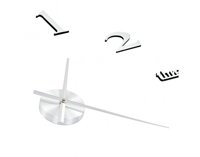 Sonata 3D стенен часовник, модерен дизайн, 100 см, XXL, сребрист