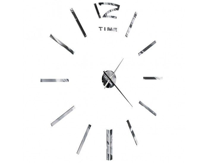 Sonata 3D стенен часовник, модерен дизайн, 100 см, XXL, сребрист