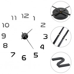 Sonata 3D стенен часовник, модерен дизайн, 100 см, XXL, черен - Декорации