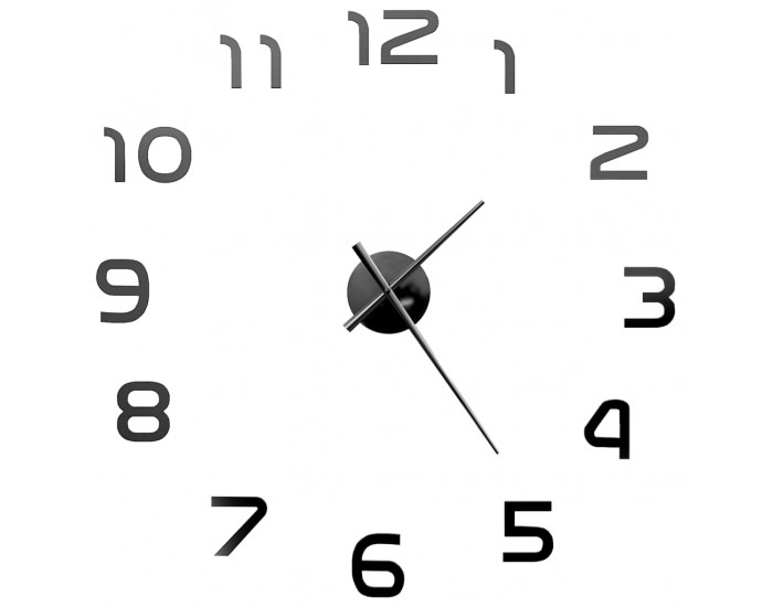 Sonata 3D стенен часовник, модерен дизайн, 100 см, XXL, черен