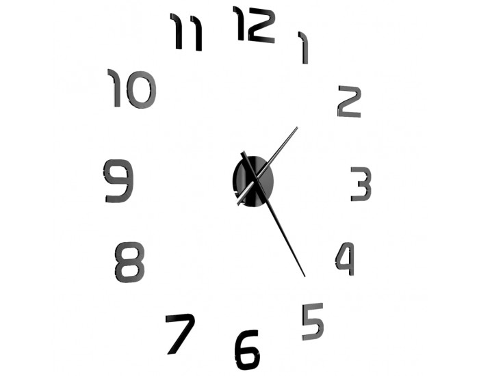 Sonata 3D стенен часовник, модерен дизайн, 100 см, XXL, черен