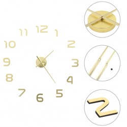 Sonata 3D стенен часовник, модерен дизайн, 100 см, XXL, златист - Сувенири, Подаръци, Свещи