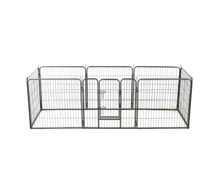 Sonata Заграждение за куче, 8 панела, стомана, 80x80 см, черно