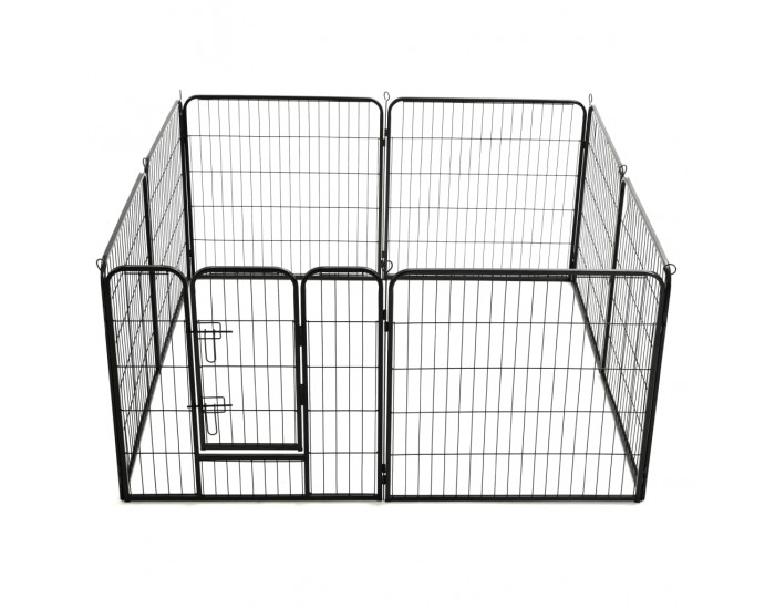 Sonata Заграждение за куче, 8 панела, стомана, 80x80 см, черно