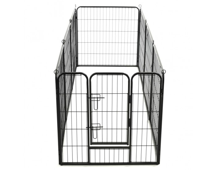 Sonata Заграждение за куче, 8 панела, стомана, 80x80 см, черно