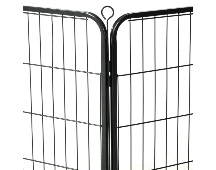 Sonata Заграждение за куче, 8 панела, стомана, 80x80 см, черно