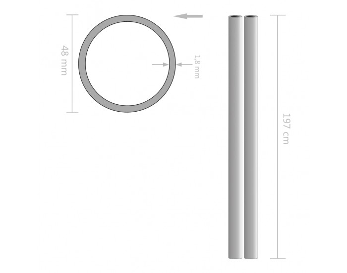 Sonata Тръби неръждаема стомана, 2 бр, кръгли, V2A, 2 м, Ø48x1,8 мм