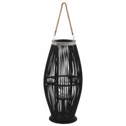 Sonata Висящ свещник фенер, бамбук, черен, 60 см - Декорации
