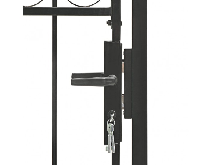 Sonata Оградна врата с арковидна горна част стомана 100x150 см черна