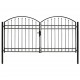 Sonata Оградна порта с две врати арковидна стомана 300x150 см черна