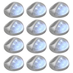 Sonata Градински соларни стенни лампи, LED, 12 бр, кръгли, сребристи - Осветителни тела