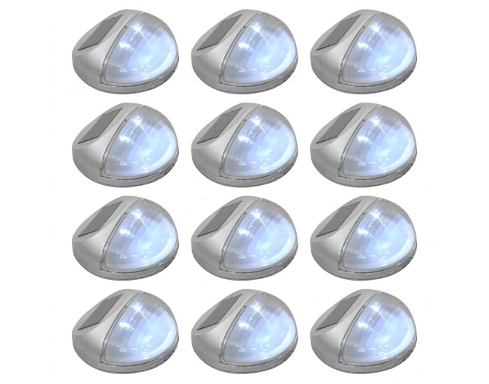 Sonata Градински соларни стенни лампи, LED, 12 бр, кръгли, сребристи