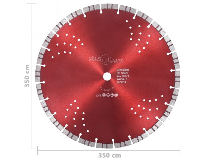 Sonata Диамантен режещ диск с турбо и отвори, стомана, 350 мм