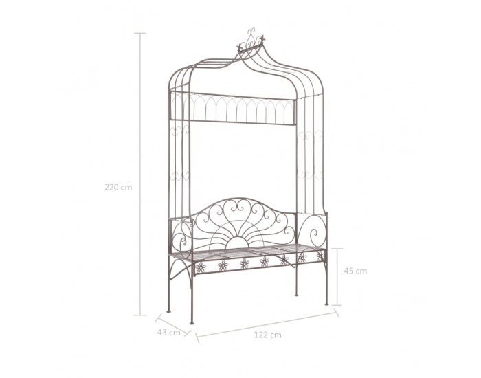 Sonata Градинска пейка, 122 см, желязо, антично кафяво
