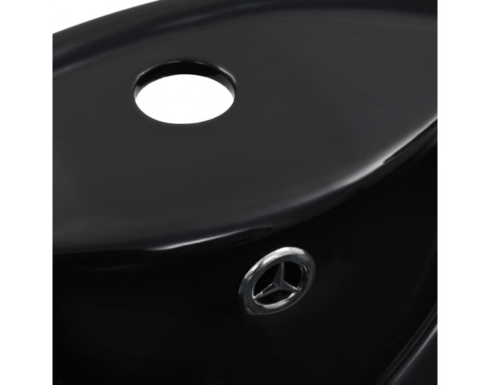 Sonata Мивка с преливник, 46,5x18 см, керамична, черна