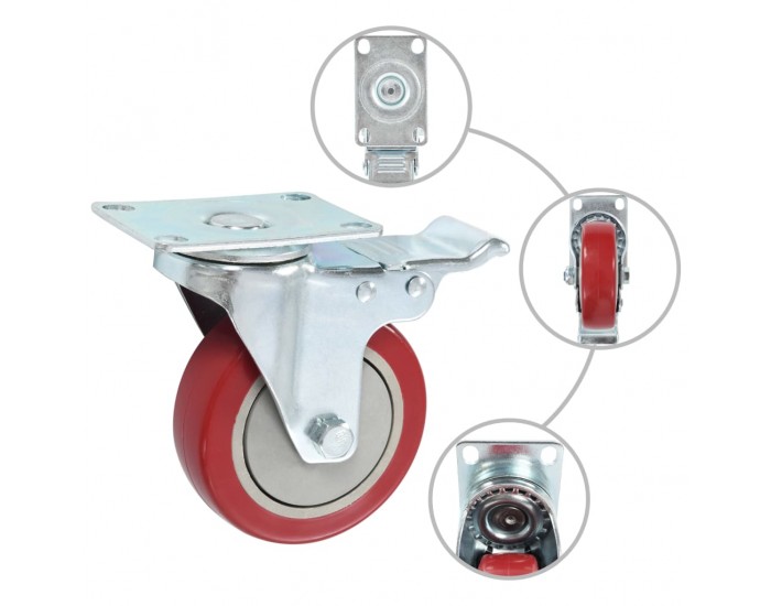 Sonata 4 бр въртящи се колела с двойни спирачки, 100 мм