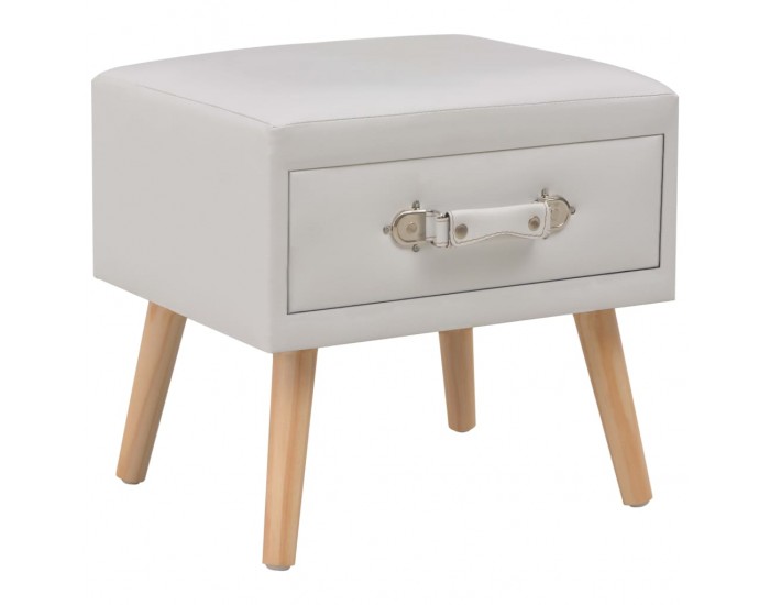 Sonata H Нощно шкафче, бяло, 40x35x40 см, изкуствена кожа