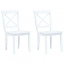 Sonata Трапезни столове, 2 бр, бели, масивна каучукова дървесина - Трапезни столове