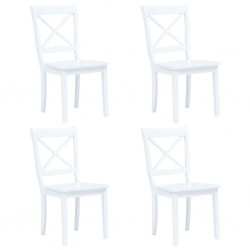 Sonata Трапезни столове, 4 бр, бели, масивна каучукова дървесина - Трапезни столове